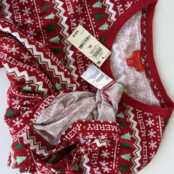 NWT Holiday Lane Men’s XL Pajama Top Long Sleeve Cotton Red Merry Christmas Tree - Picture 3 of 3